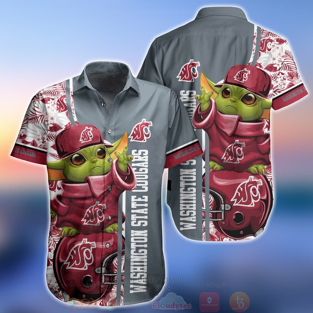 BEST NCAA Washington State Cougars Baby Yoda Aloha Shirt, Short 2 NCAA Washington State Cougars Baby Yoda Hawaiian Shirt Short 1