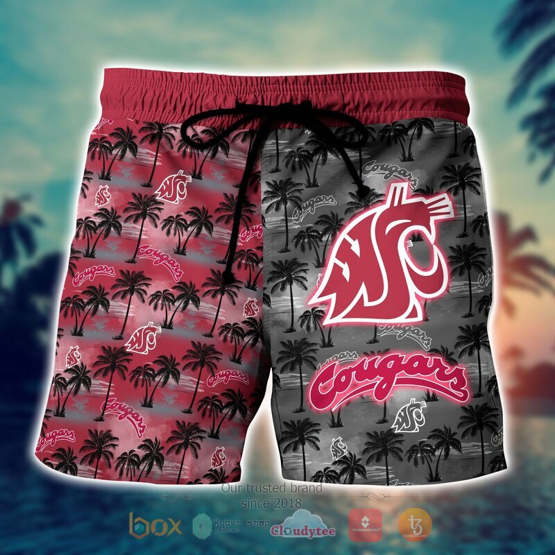NCAA Washington State Cougars Coconut Hawaiian shirt, Short 4 NCAA Washington State Cougars Coconut Hawaiian shirt Short 1 2 3