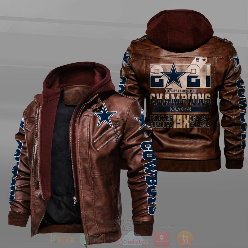 BEST NFC Dallas Cowboys 2D Leather PU Jacket 2 NFC Dallas Cowboys Leather Jacket 1