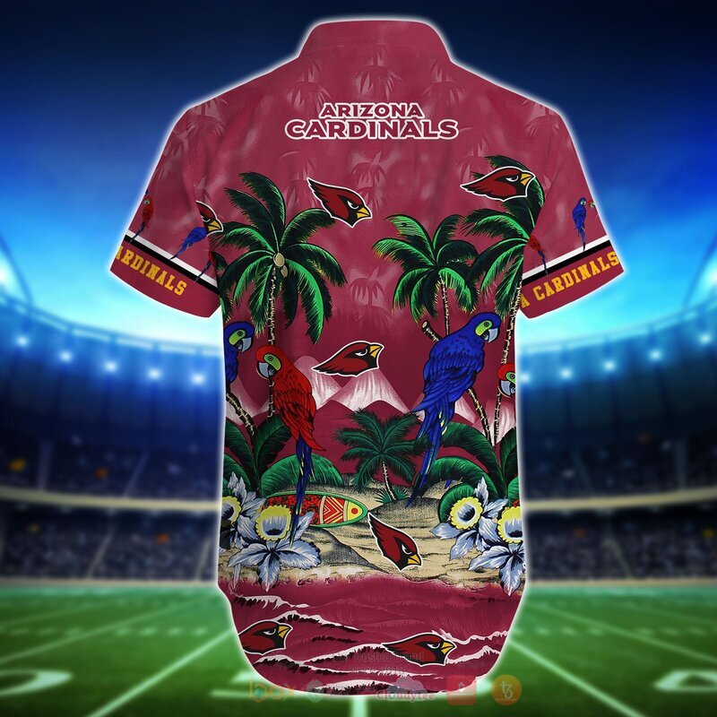 NFL Arizona Cardinals Parrot Hawaiian Shirt, Short 3 NFL Arizona Cardinals Parrot Hawaiian Shirt Short 1 2