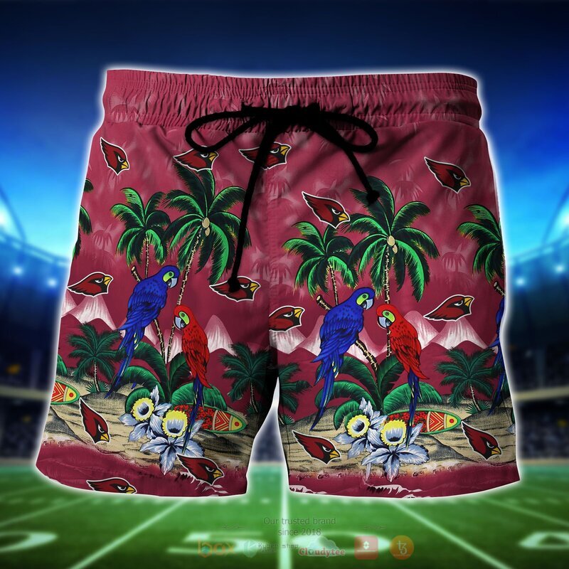 NFL Arizona Cardinals Parrot Hawaiian Shirt, Short 5 NFL Arizona Cardinals Parrot Hawaiian Shirt Short 1 2 3 4
