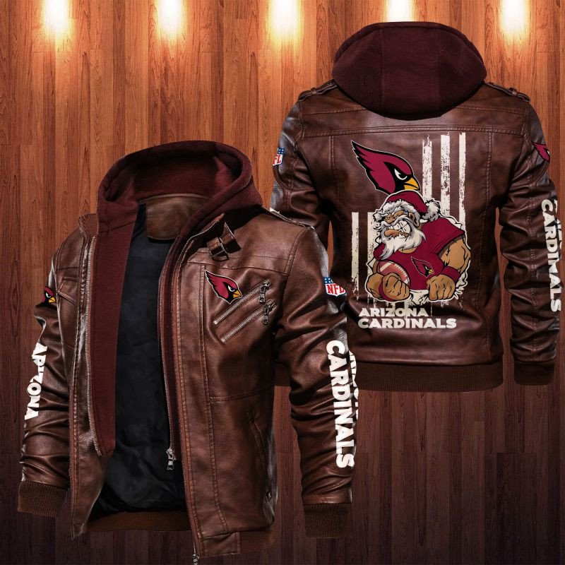 HOT Arizona Cardinals Santa Claus leather jacket 2 NFL Arizona Cardinals Santa Claus leather jacket 1