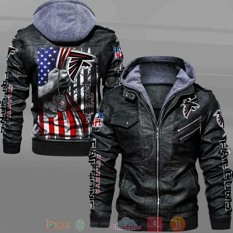 BEST NFL Atlanta Falcons American Flag 2D Leather PU Jacket 1 NFL Atlanta Falcons American Flag Leather Jacket