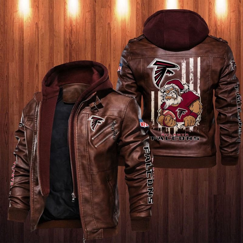 HOT Atlanta Falcons Santa Claus leather jacket 2 NFL Atlanta Falcons Santa Claus leather jacket 1