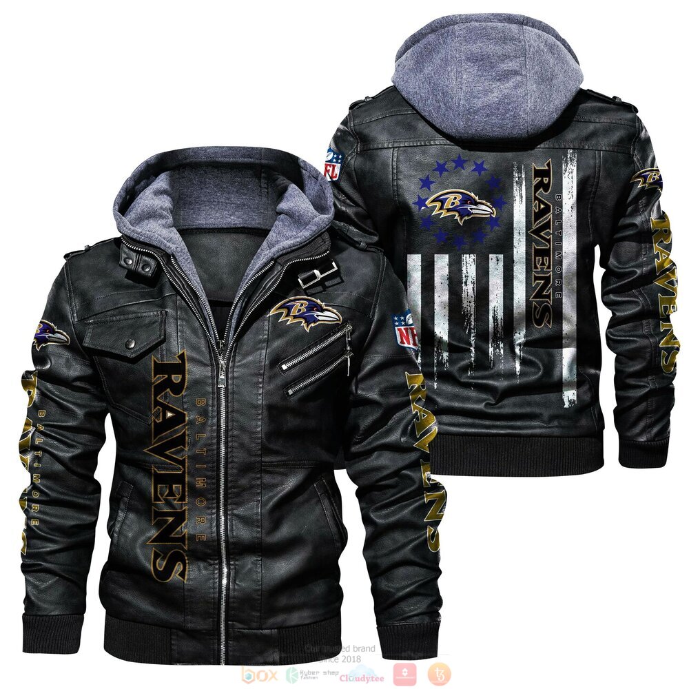 NFL Baltimore Ravens Thin Line Flag Leather Jacket