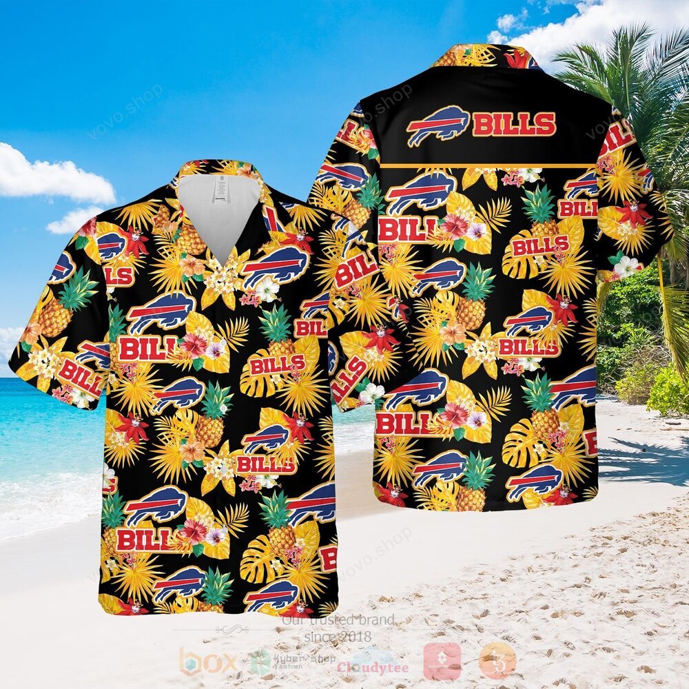 BEST NFL Buffalo Bills Yellow Black Football 3D All Over Printed Hawaiian Shirt, Short 2 NFL Buffalo Bills Yellow Black Football Hawaiian Shirt Short