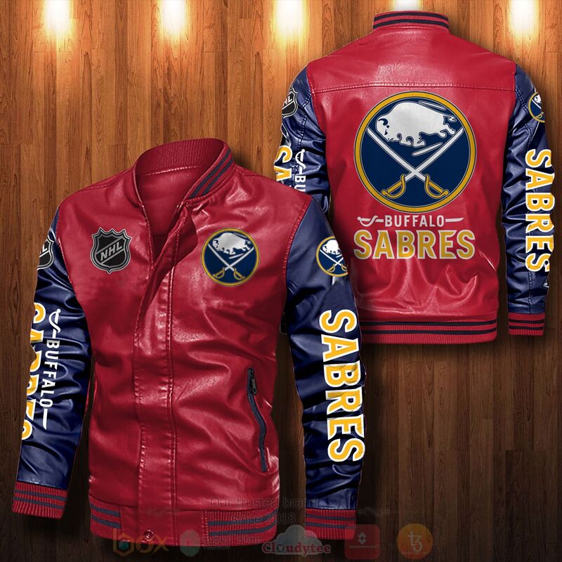 BEST NFL Buffalo Sabres Hockey Team 2D Leather Bomber Jacket 5 NFL Buffalo Sabres Hockey Team Bomber Leather Jacket 1 2 3 4