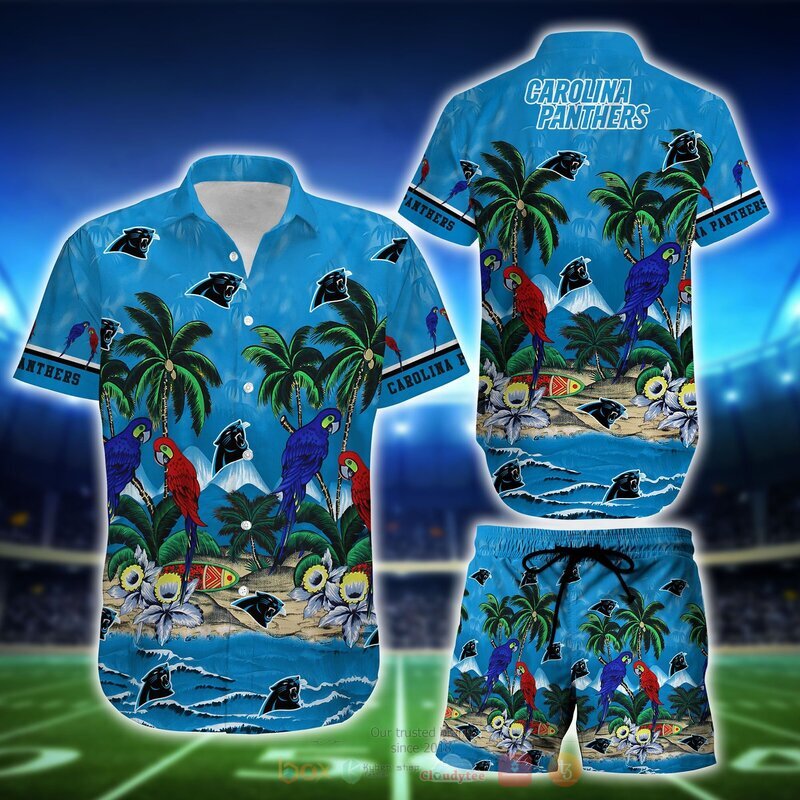 NFL Carolina Panthers Parrot Hawaiian Shirt Short