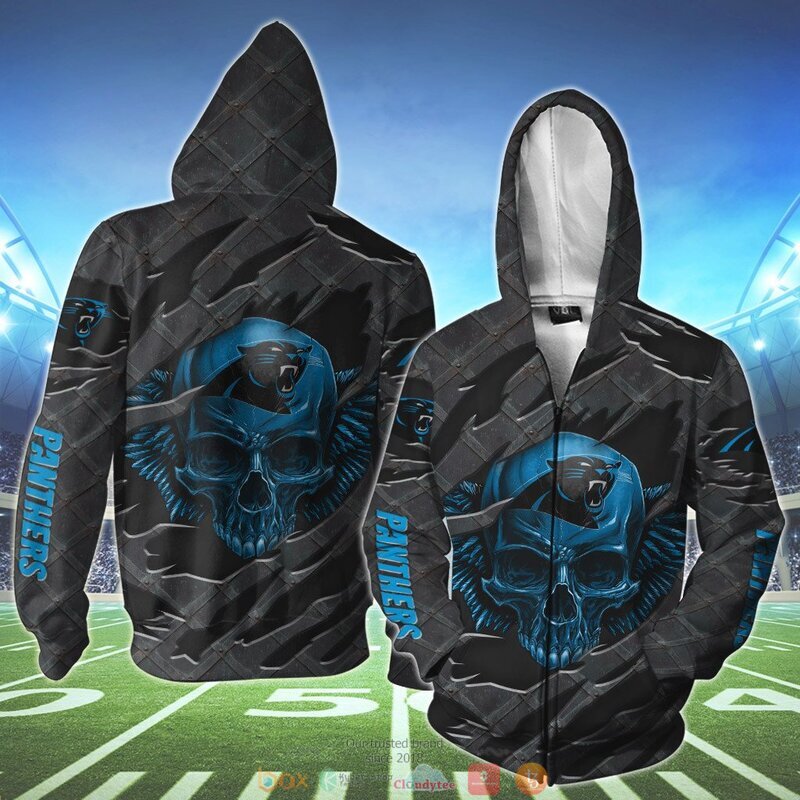 NFL Carolina Panthers Wings Skull 3D Shirt, Hoodie 2 NFL Carolina Panthers Wings Skull 3D Shirt Hoodie 1