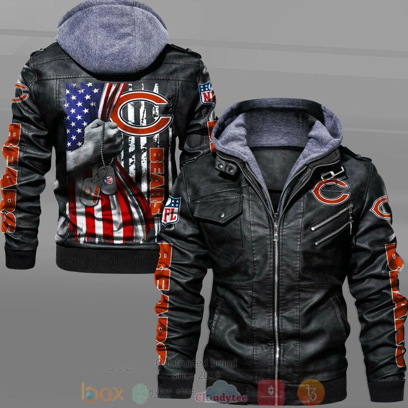 NFL Chicago Bears American Flag Leather Jacket