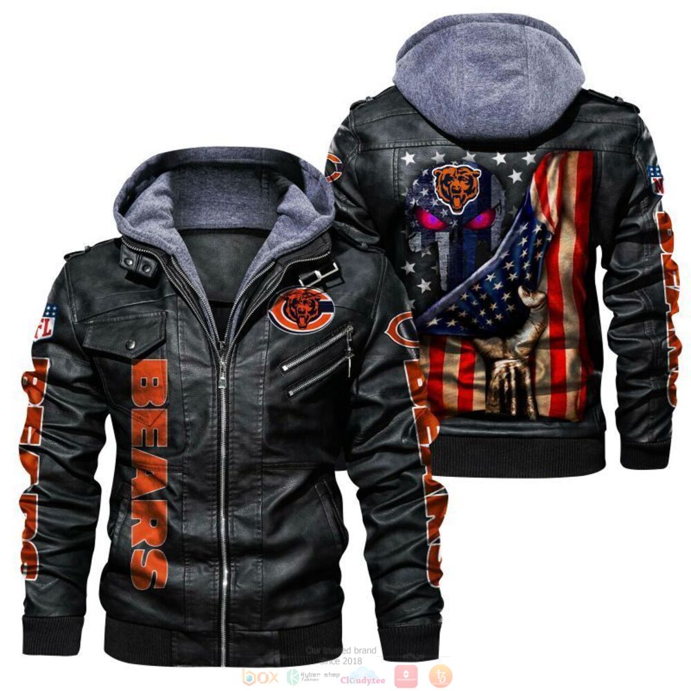 NFL Chicago Bears American flag Leather Jacket