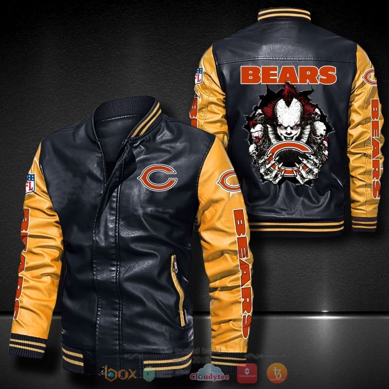 NFL Chicago Bears IT Pennywise Bomber leather jacket 1 2 3 4 5