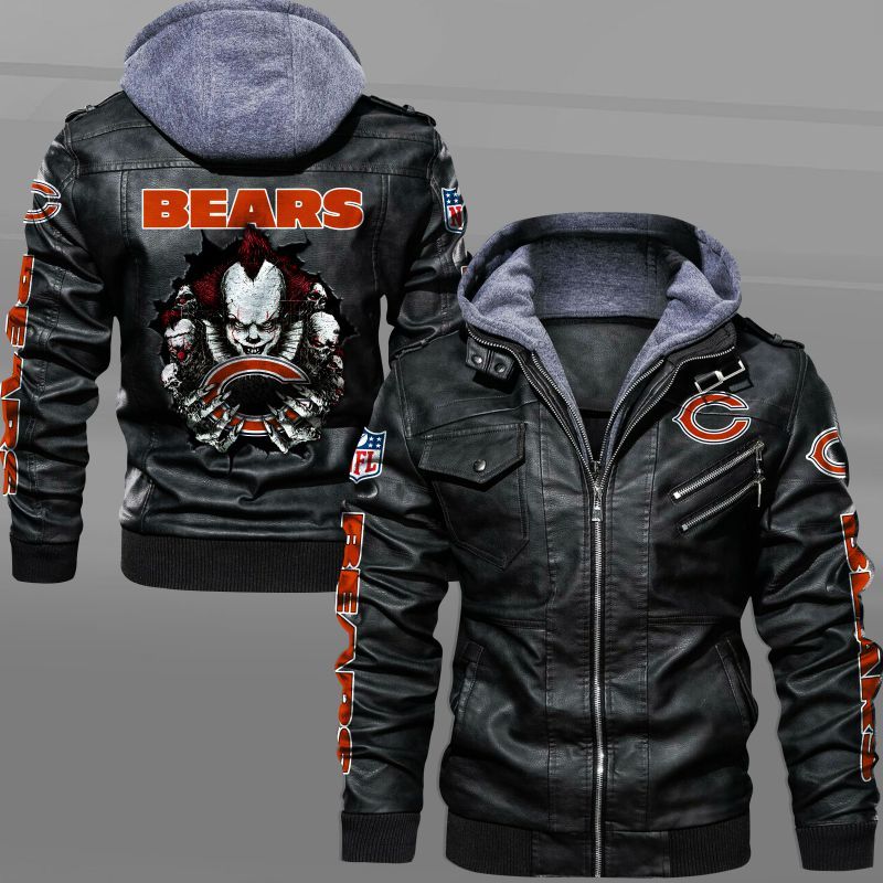 HOT Chicago Bears IT Pennywise leather jacket 4 NFL Chicago Bears IT Pennywise leather jacket