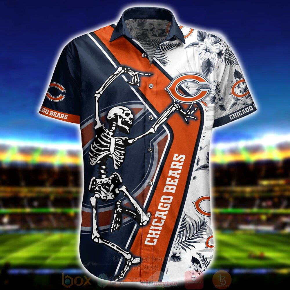 BEST NFL Chicago Bears Skeleton Aloha Shirt, Short 2 NFL Chicago Bears Skeleton Hawaiian Shirt Short 1 2