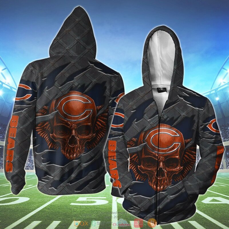 NFL Chicago Bears Wings Skull 3D Shirt, Hoodie 2 NFL Chicago Bears Wings Skull 3D Shirt Hoodie 1