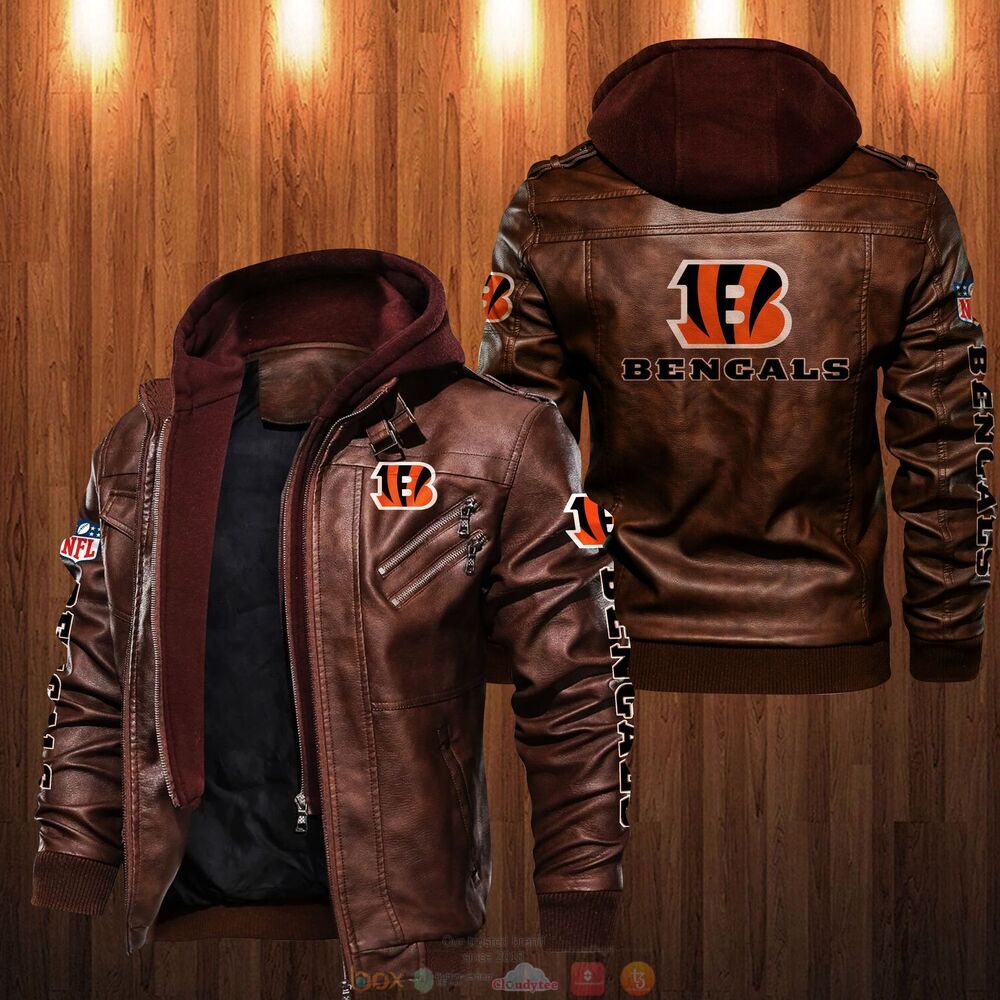 NFL Cincinnati Bengals Leather Jacket 2 NFL Cincinnati Bengals Leather Jacket 1