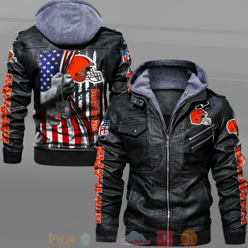 NFL Cleveland Browns American Flag Leather Jacket