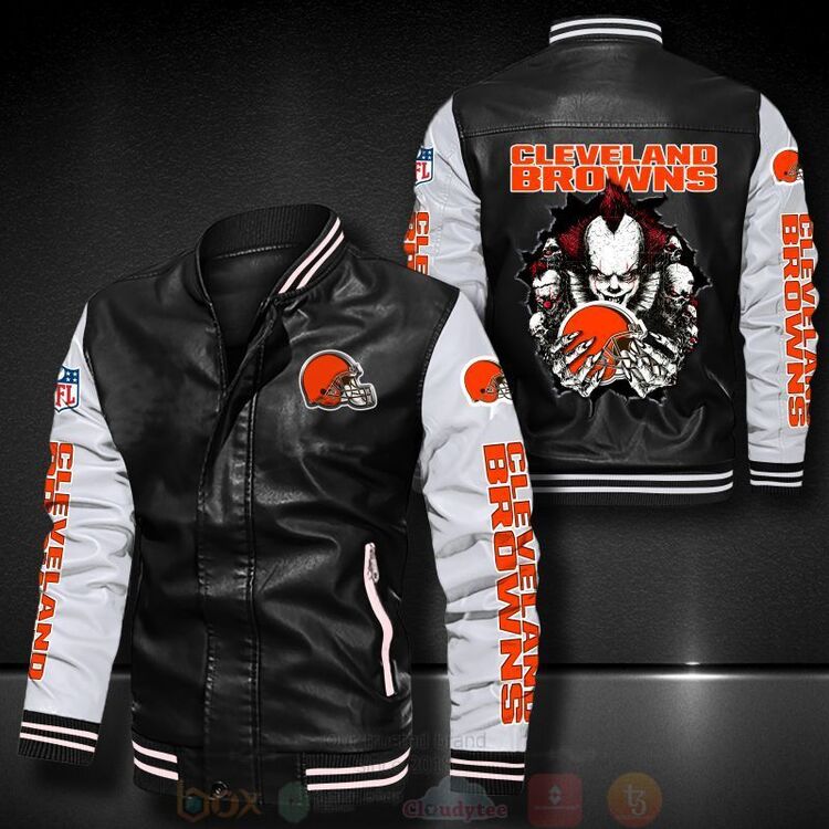 NFL Cleveland Browns IT Clown Pennywise Bomber Leather Jacket