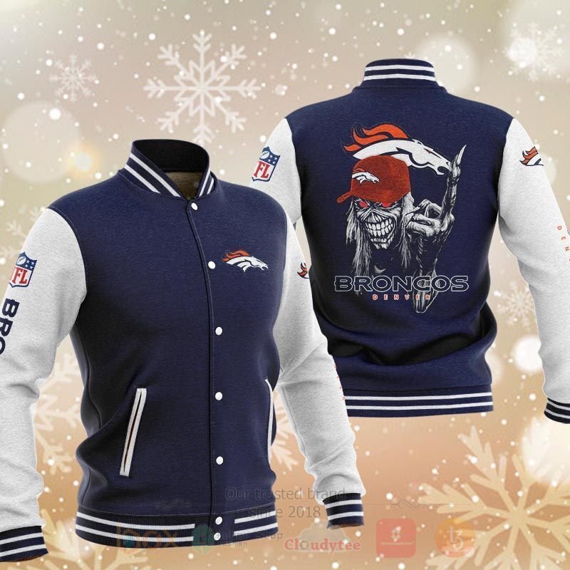 BEST NFL Denver Broncos Death Skull 3D Baseball Jacket 2 NFL Denver Broncos Death Skull Baseball Jacket 1