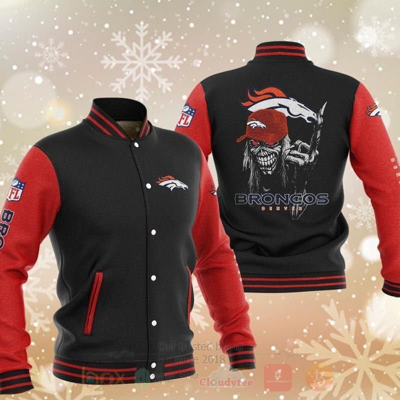 BEST NFL Denver Broncos Death Skull 3D Baseball Jacket 3 NFL Denver Broncos Death Skull Baseball Jacket 1 2