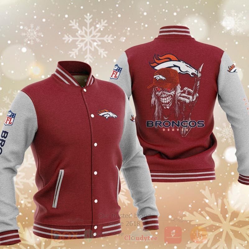 BEST NFL Denver Broncos Death Skull 3D Baseball Jacket 4 NFL Denver Broncos Death Skull Baseball Jacket 1 2 3