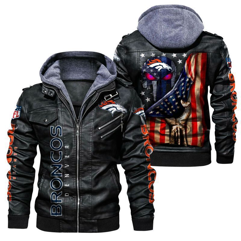 HOT Denver Broncos Punisher Skull leather jacket 4 NFL Denver Broncos Punisher Skull leather jacket
