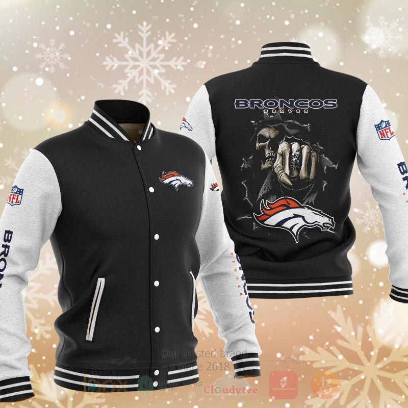 BEST NFL Denver Broncos Rugby Team Death Skull 3D Baseball Jacket 8 NFL Denver Broncos Rugby Team Death Skull Baseball Jacket