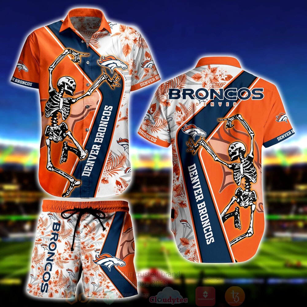 NFL Denver Broncos Skeleton Hawaiian Shirt Short