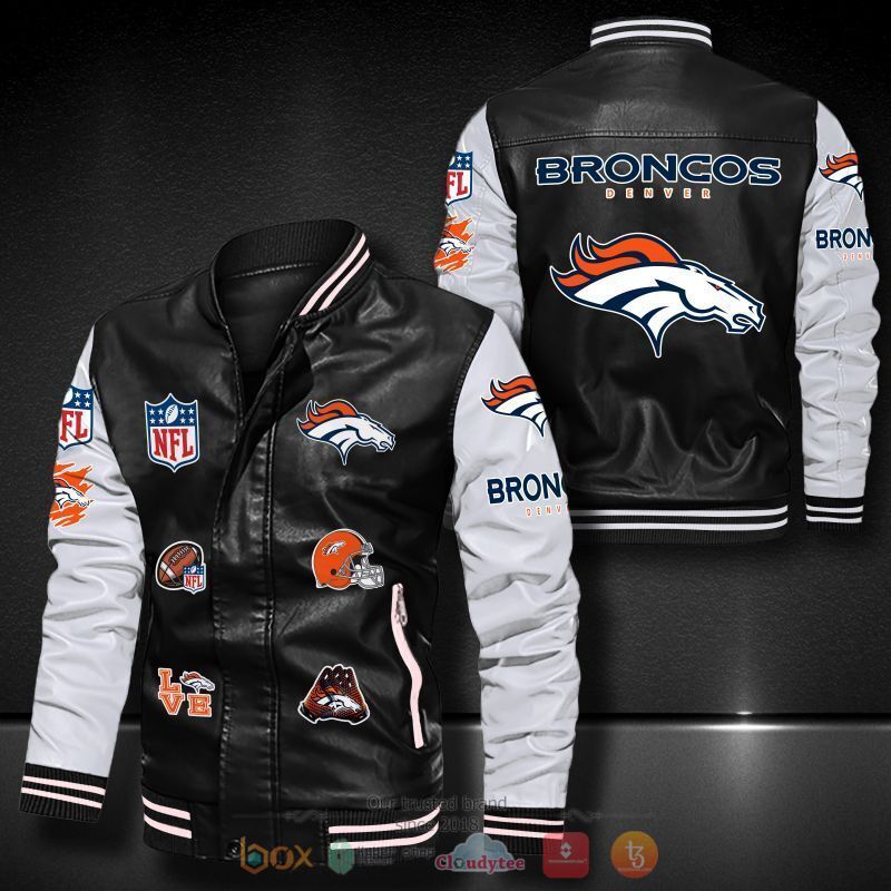 NFL Denver Broncos logo team Bomber leather jacket