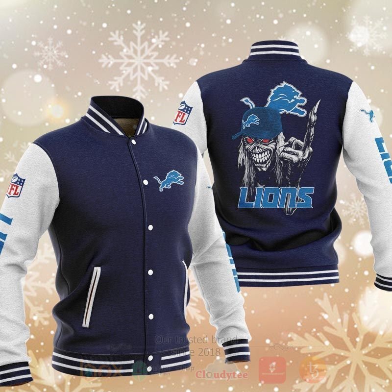 BEST NFL Detroit Lions Rugby Team Death Skull 3D Baseball Jacket 2 NFL Detroit Lions Rugby Team Death Skull Baseball Jacket 1