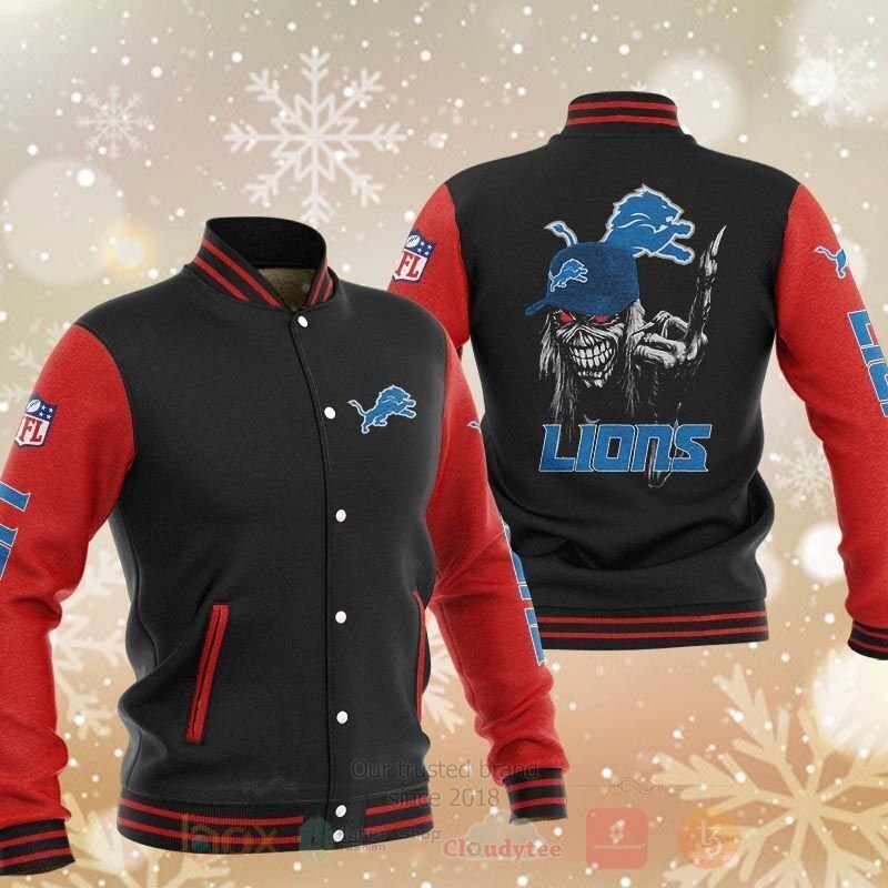 BEST NFL Detroit Lions Rugby Team Death Skull 3D Baseball Jacket 3 NFL Detroit Lions Rugby Team Death Skull Baseball Jacket 1 2