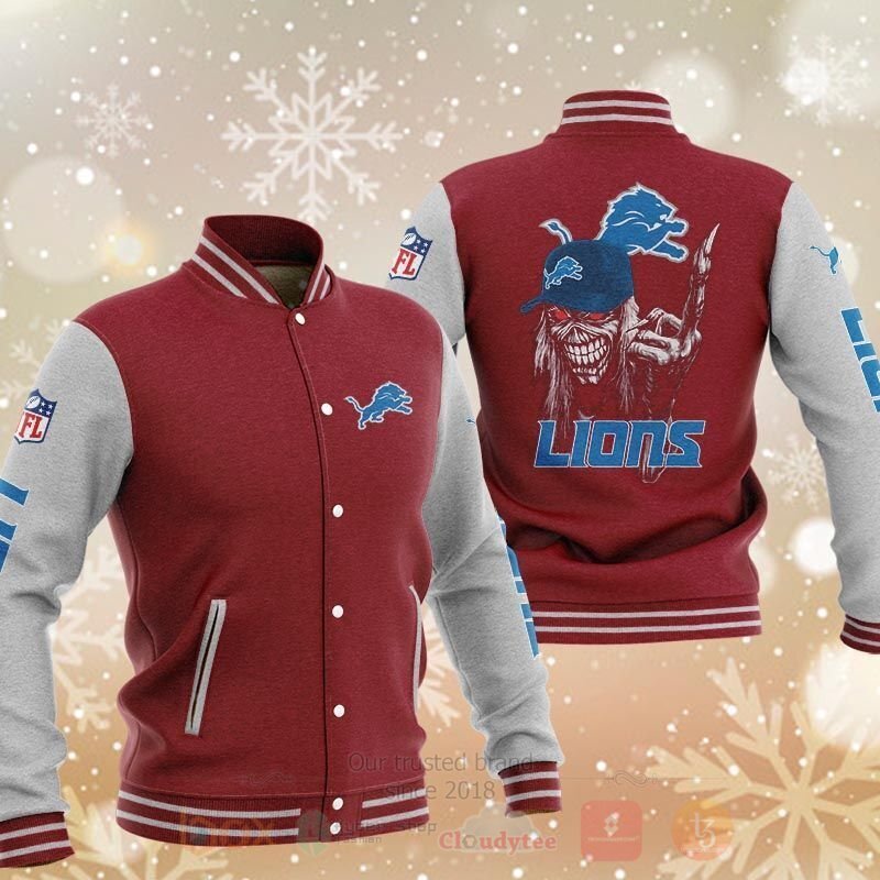BEST NFL Detroit Lions Rugby Team Death Skull 3D Baseball Jacket 4 NFL Detroit Lions Rugby Team Death Skull Baseball Jacket 1 2 3