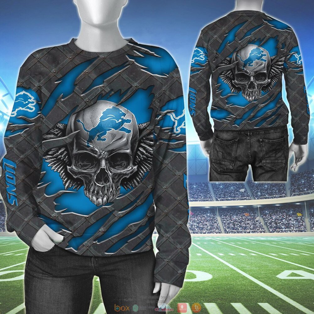 NFL Detroit Lions Skull Wings jersey shirt, hoodie 3 NFL Detroit Lions Skull Wings 3d shirt hoodie 1 2