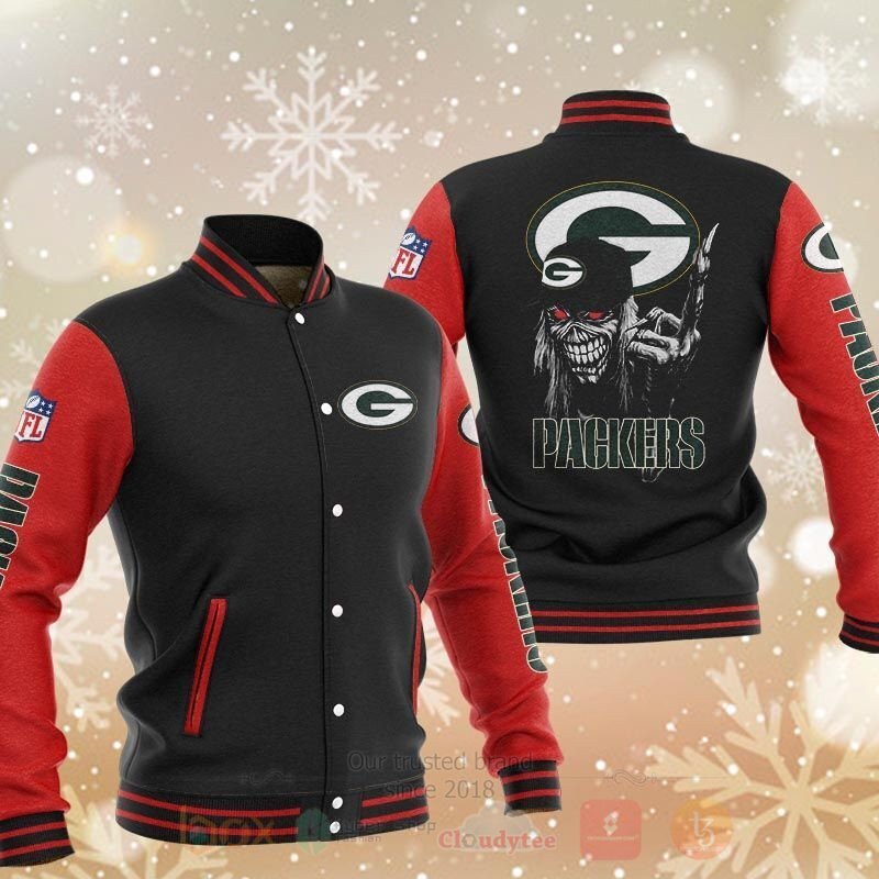 BEST NFL Green Bay Packers Death Skull 3D Baseball Jacket 3 NFL Green Bay Packers Death Skull Baseball Jacket 1 2