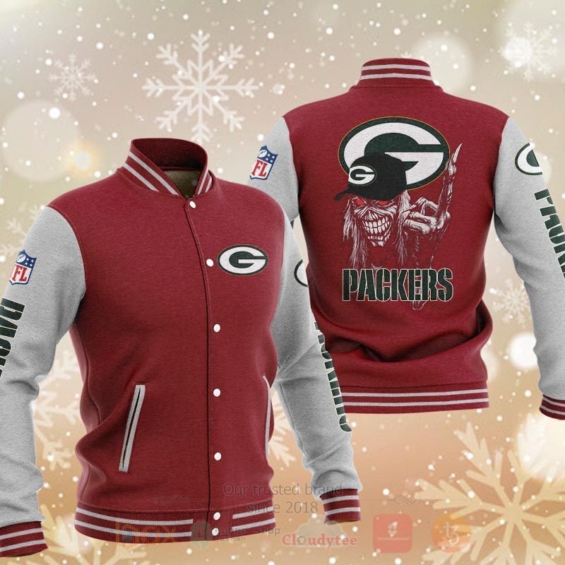 BEST NFL Green Bay Packers Death Skull 3D Baseball Jacket 4 NFL Green Bay Packers Death Skull Baseball Jacket 1 2 3