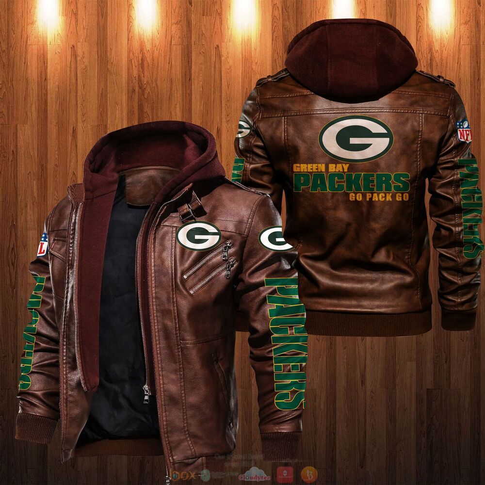 NFL Green Bay Packers Go Pack Go Leather Jacket 2 NFL Green Bay Packers Go Pack Go Leather Jacket 1