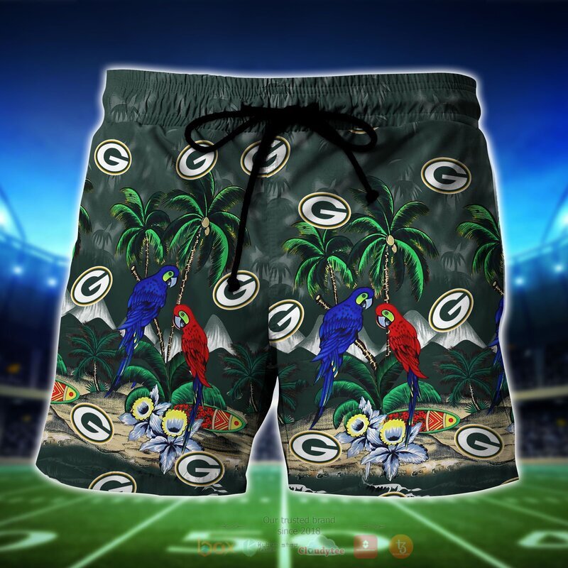 NFL Green Bay Packers Parrot Hawaiian Shirt Short 1 2 3 4