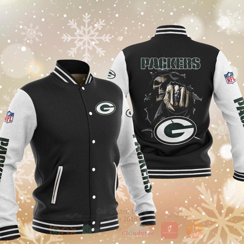 NFL Green Bay Packers Rugby Team Death Skull Baseball Jacket