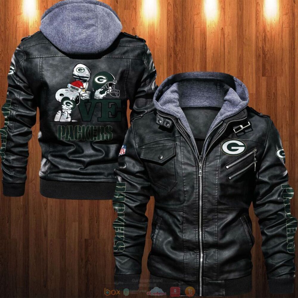 NFL Green Bay Packers Snoopy Leather Jacket