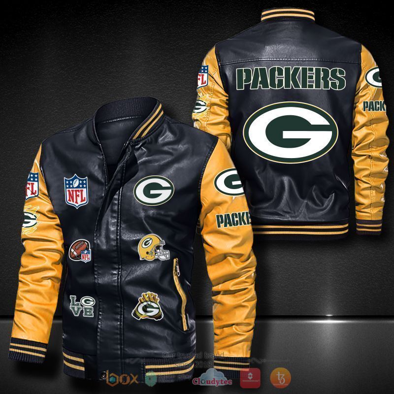 NFL Green Bay Packers logo teams Bomber leather jacket 6 NFL Green Bay Packers logo teams Bomber leather jacket 1 2 3 4 5