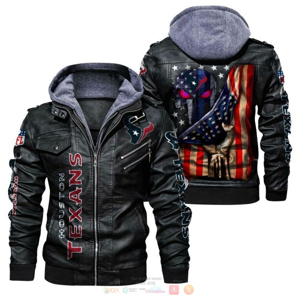 NFL Houston Texans Punisher Skull Leather Jacket 4 NFL Houston Texans Punisher Skull Leather Jacket