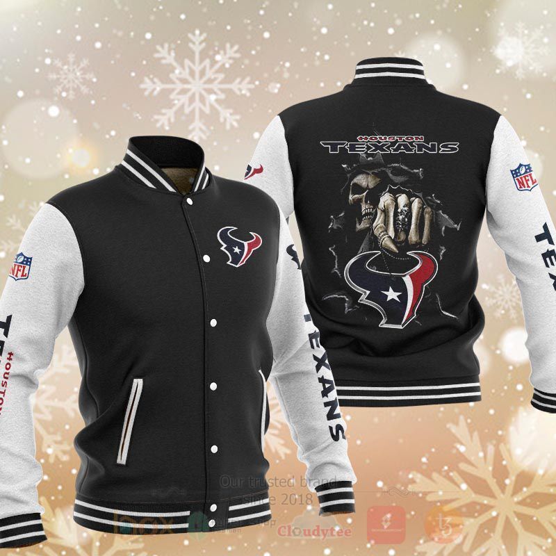 NFL Houston Texans Rugby Team Death Skull Baseball Jacket
