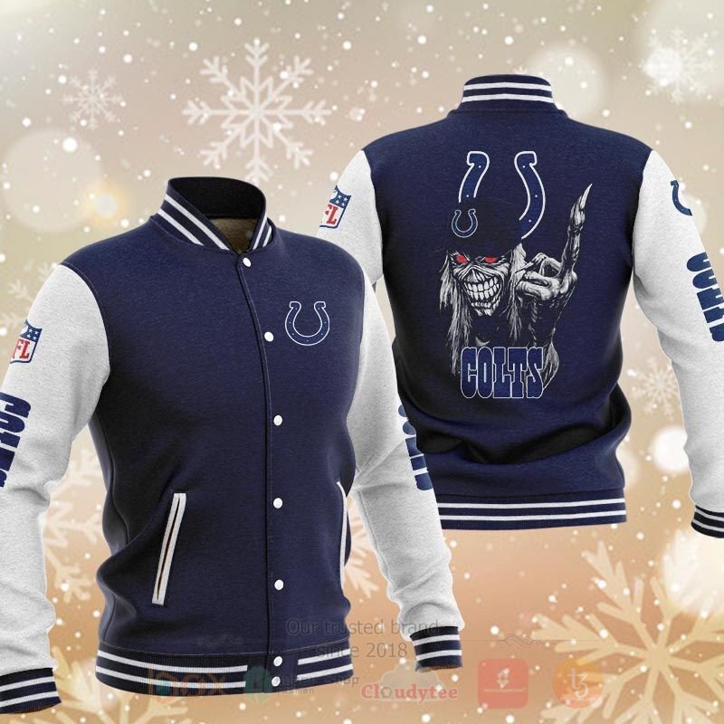 BEST NFL Indianapolis Colts Death Skull 3D Baseball Jacket 2 NFL Indianapolis Colts Death Skull Baseball Jacket 1