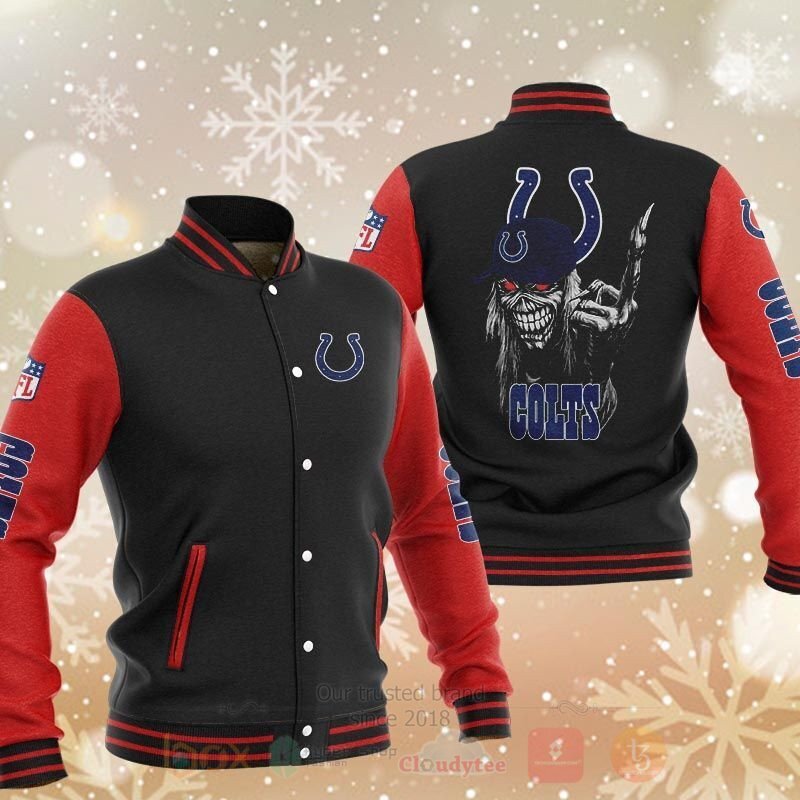 BEST NFL Indianapolis Colts Death Skull 3D Baseball Jacket 3 NFL Indianapolis Colts Death Skull Baseball Jacket 1 2