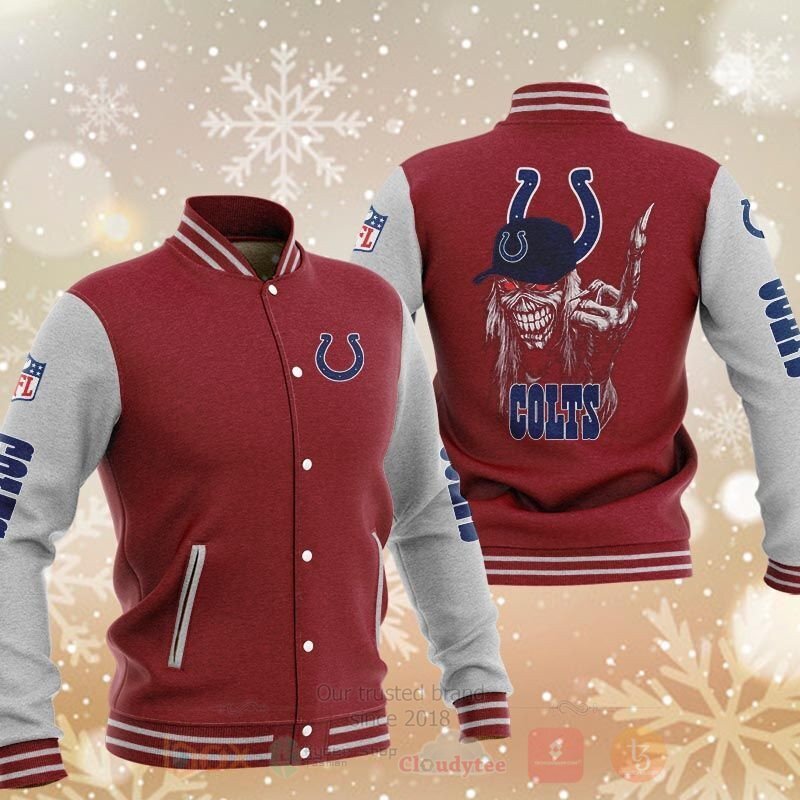 BEST NFL Indianapolis Colts Death Skull 3D Baseball Jacket 4 NFL Indianapolis Colts Death Skull Baseball Jacket 1 2 3