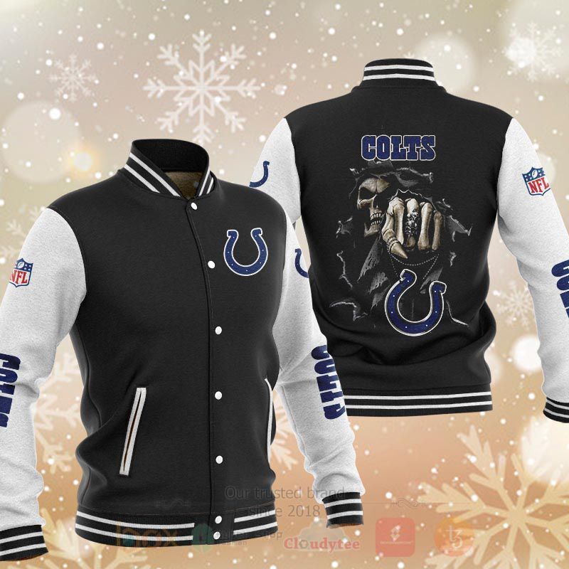 NFL Indianapolis Colts Rugby Team Death Skull Baseball Jacket