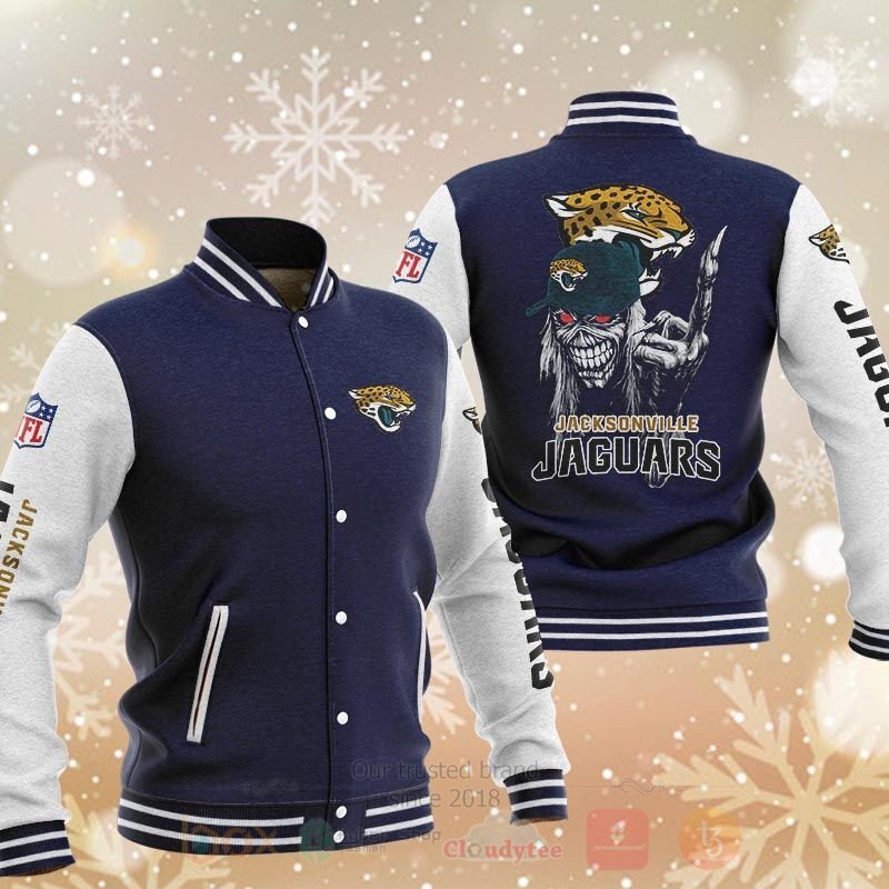 BEST NFL Jacksonville Jaguars Rugby Team Death Skull 3D Baseball Jacket 2 NFL Jacksonville Jaguars Rugby Team Death Skull Baseball Jacket 1