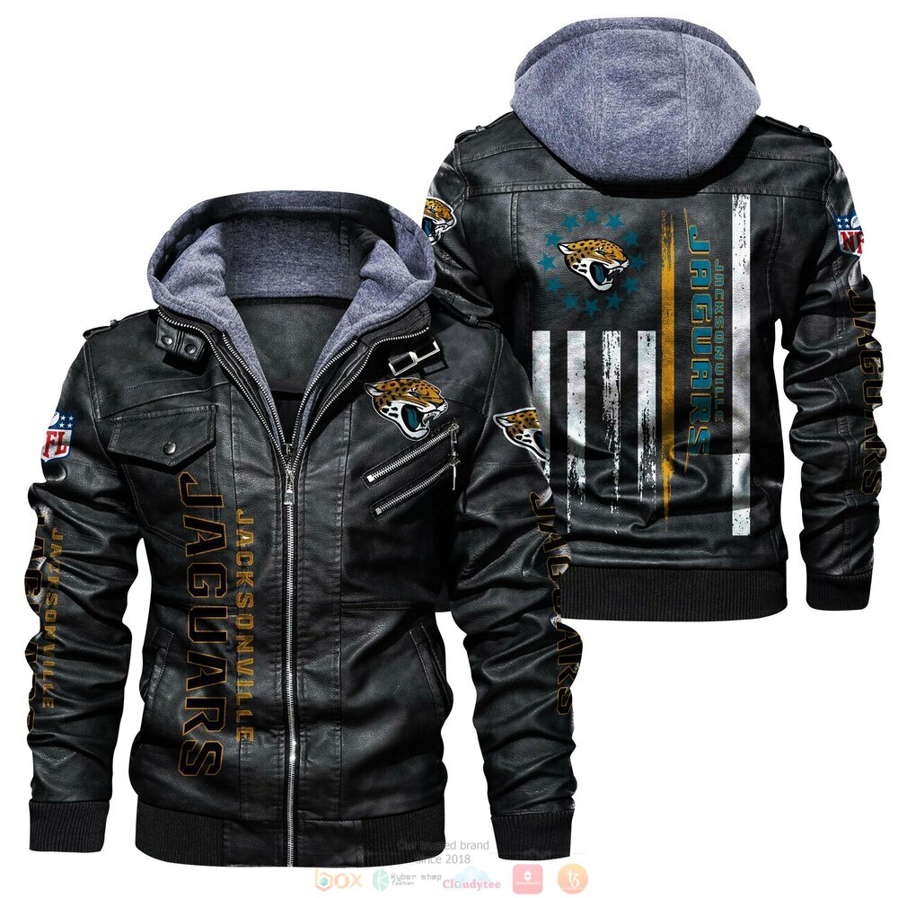 NFL Jacksonville Jaguars Thin Line Flag Leather Jacket