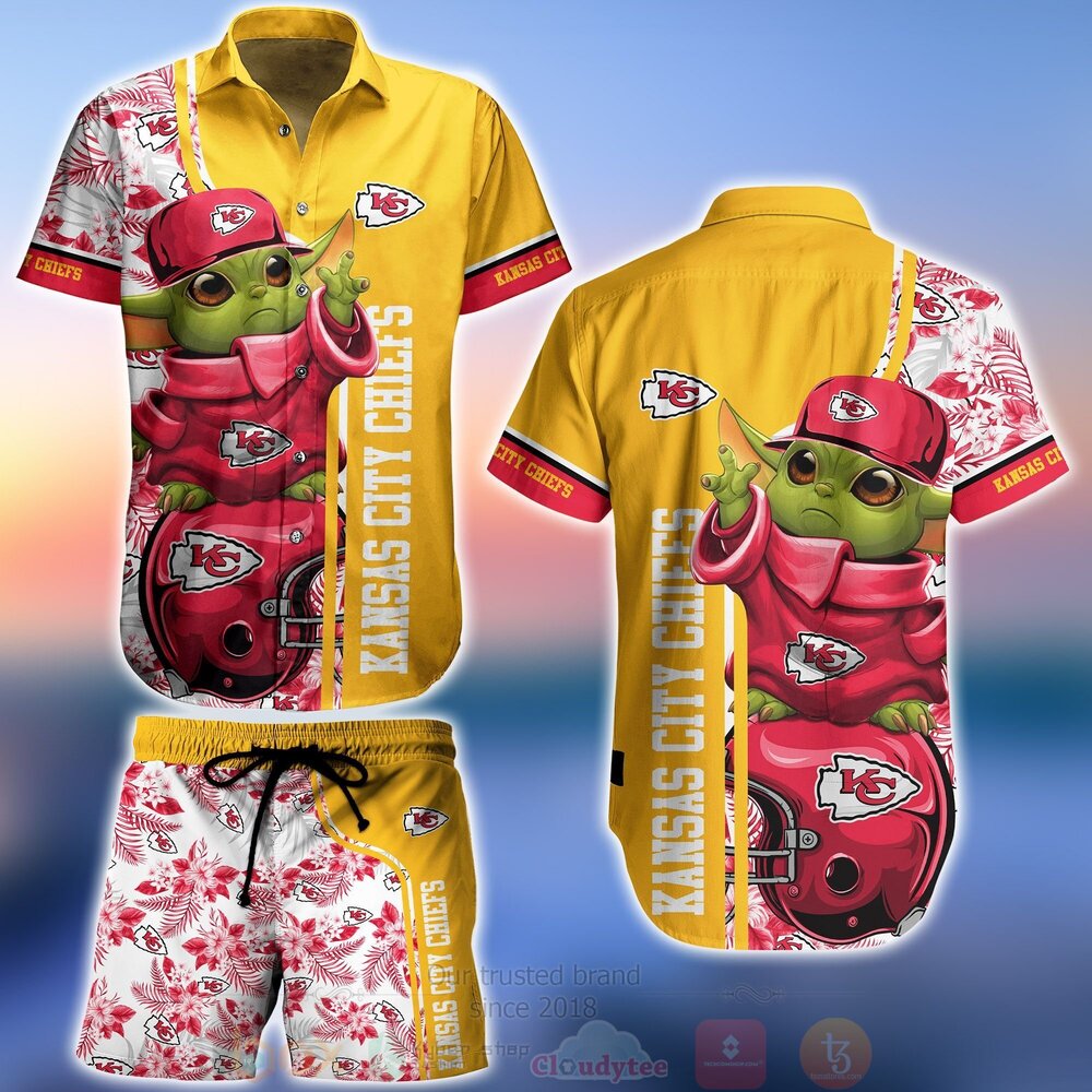 BEST NFL Kansas City Chiefs Baby Yoda Aloha Shirt, Short 10 NFL Kansas City Chiefs Baby Yoda Hawaiian Shirt Short