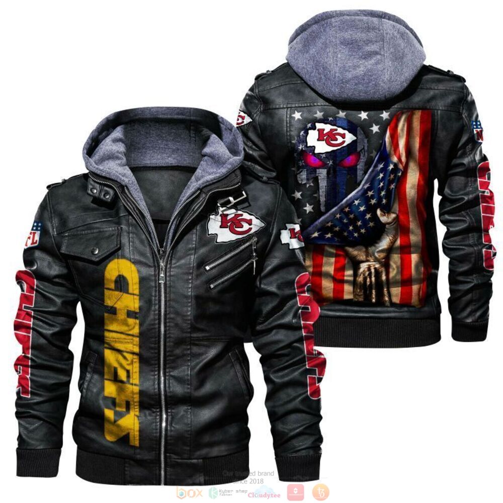NFL Kansas City Chiefs Punisher Skull Leather Jacket